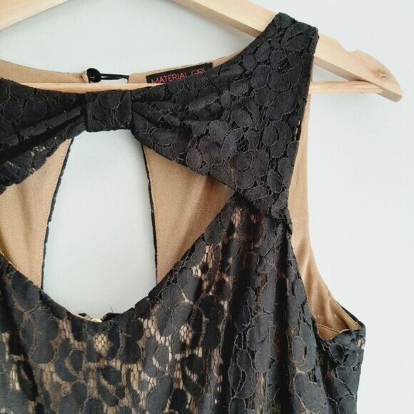 MATERIAL GIRL Fit & Flare Black Lace Ruffle Mini Dress Junior Girl Sz L - Picture 7 of 16